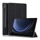Samsung Galaxy tab S9 FE tok álló, bőr hatású (aktív FLIP, oldalra nyíló, TRIFOLD, asztali tartó, ceruza tartó) FEKETE
