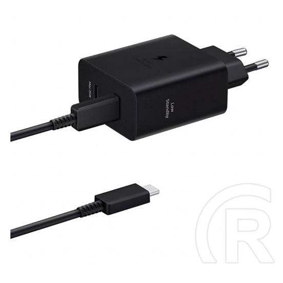 Samsung Duo hálózati töltő (2xUSB-C aljzat, 50W, USB-C kábellel, fekete)