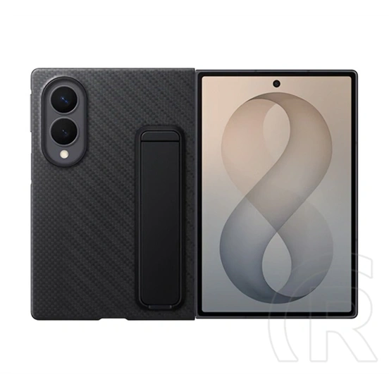 Samsung Z Fold8 szilikon telefonvédő (kitámasztó, karbon minta) fekete