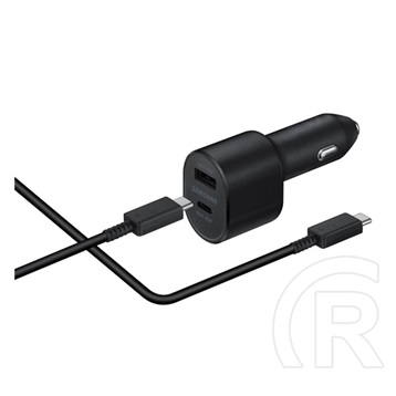 Samsung autós töltő (Type-C + Type-A aljzat, 15W, gyorstöltés támogatás, fekete)