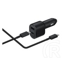 Samsung autós töltő (Type-C + Type-A aljzat, 15W, gyorstöltés támogatás, fekete)