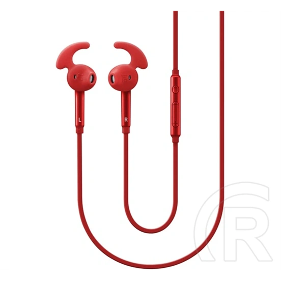 Samsung fülhallgató sztereo (3.5mm jack, felvevő gomb, hangerő szabályzó, 1pár szárnyas és 3pár sima fülgumi) piros