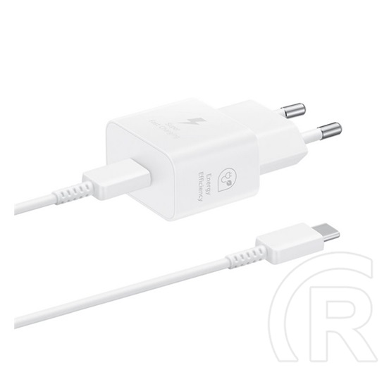 Samsung hálózati töltő (USB-C aljzat, 25W, USB-C kábellel, fehér)