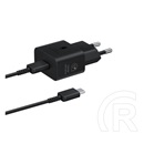 Samsung hálózati töltő (USB-C aljzat, 5V/3A, 25W, GaN, USB-C kábellel, fekete)