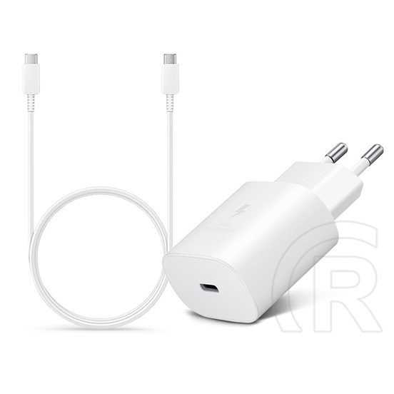 Samsung hálózati töltő (USB-C aljzat, 25W, EP-DA705BWE USB-C kábellel, fehér)