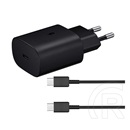 Samsung hálózati töltő (USB-C aljzat.25W, EP-DA905BBE USB-C kábellel, fekete)