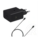 Samsung hálózati töltő type-c aljzat (60w, pd gyorstöltő + type-c kábel, oem) fekete