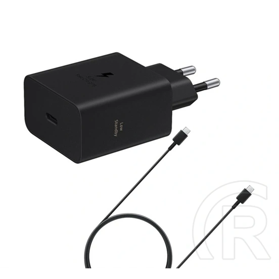 Samsung hálózati töltő type-c aljzat (60w, pd gyorstöltő + type-c kábel, oem) fekete