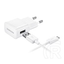 Samsung hálózati töltő usb aljzat (5v / 2000ma, gyorstöltés támogatás + ecb-du4ewe microusb, 150cm kábel) fehér