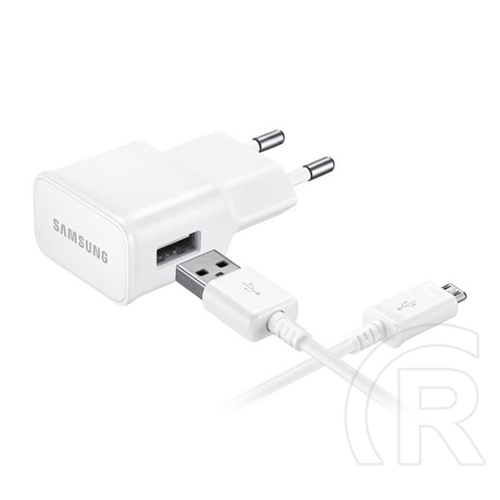 Samsung hálózati töltő usb aljzat (5v / 2000ma, gyorstöltés támogatás + ecb-du4ewe microusb, 150cm kábel) fehér