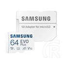 Samsung memóriakártya transflash 64gb (microsdxc evoplus blue - class 10, uhs-1) + sd adapter