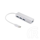 Sandberg 336-20 USB-C hub (4x USB-A 3.0, USB-C male, micro-USB tápbemenet 5V/2A, alumínium ház)