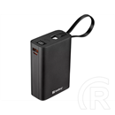 Sandberg Connect 20000 külső akkumulátor (20 000 mAh, 77Wh, PD 20W, USB-C és USB-A kimenetek, LCD kijelző, USB-C kábel 1