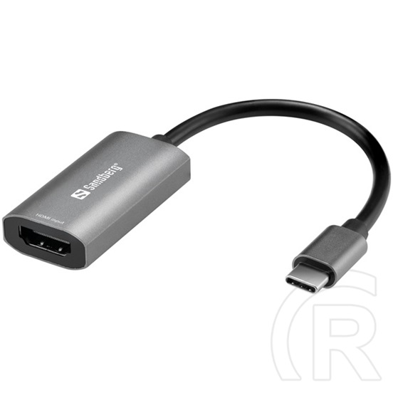 Sandberg HDMI Capture Link to USB-C (HDMI bemenet, USB-C kimenet, max 1080p/30 fps, USB táp 5V, MS2109)