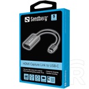 Sandberg HDMI Capture Link to USB-C (HDMI bemenet, USB-C kimenet, max 1080p/30 fps, USB táp 5V, MS2109)