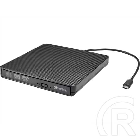 Sandberg Külső DVD-író (USB-C/USB-A, 30 cm kábel, CD 24x, DVD 24x, DVD írás 8x, DVD±R DL 6x, LED)