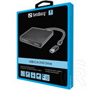 Sandberg Külső DVD-író (USB-C/USB-A, 30 cm kábel, CD 24x, DVD 24x, DVD írás 8x, DVD±R DL 6x, LED)