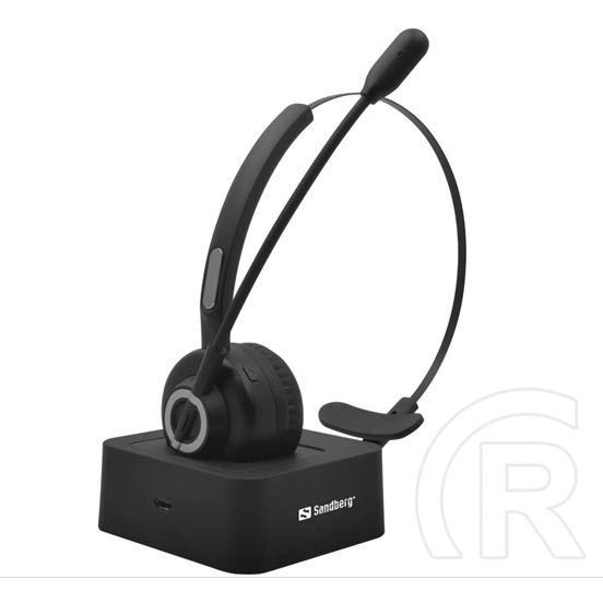 Sandberg Office Headset Pro bluetooth fejhallgató sztereo (v5.0, mikrofon, vezeték nélküli, 15 óra üzemidő, fekete)