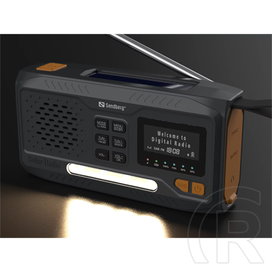 Sandberg Survivor All-in-1 rádió bluetooth (v5.0, 4500mah belső akku, 3w hangszóró, DAB+/FM, napelemes, kézi dinamó)