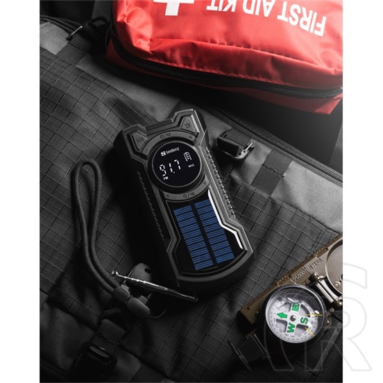 Sandberg Survivor Radio All-in-1 5000 rádió (v5.0, 5000 mAh belső akku, 3W, napelem 5V/95mA, zseblámpa 250 lm)