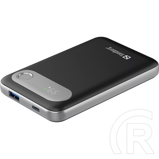 Sandberg Travel powerbank 10000 (10000 mAh, USB-C PD 20W, USB-A 22,5W, LCD kijelző, Li-polimer)