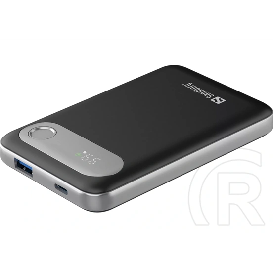 Sandberg Travel powerbank 10000 (10000 mAh, USB-C PD 20W, USB-A 22,5W, LCD kijelző, Li-polimer)