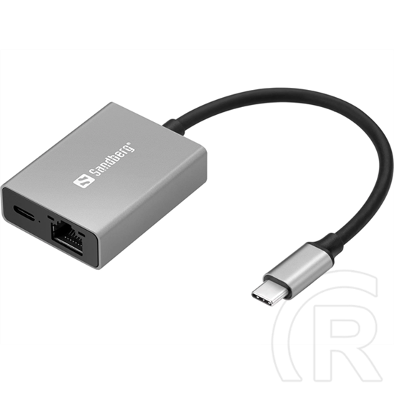 Sandberg USB-C Gigabit hálózati adapter PD100W (1000 Mbps, RJ45, PD 100W, alumínium ház, RTL8153B)