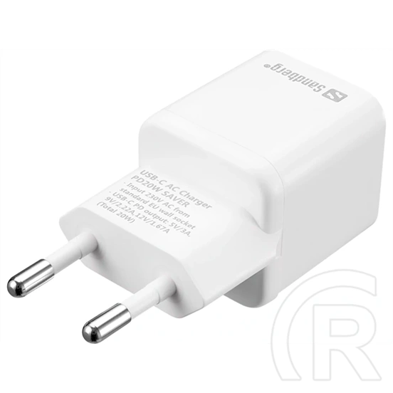 Sandberg USB-C PD hálózati töltő 20W (230V AC bemenet, 5V/3A, 9V/2.22A, 12V/1.67A, EU dugó)