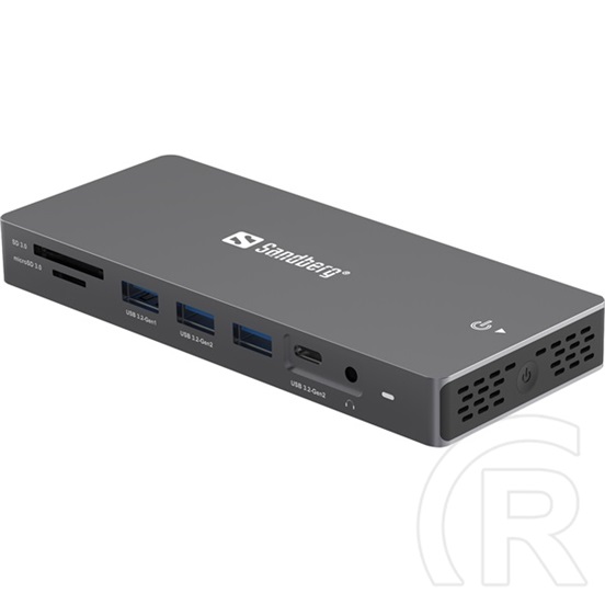 Sandberg USB-C dokkoló (13 az 1-ben, 2x HDMI 4K@60Hz, DP 4K@60Hz, 3x USB3.0, USB-C PD100W, RJ45 1Gb, SD/microSD)