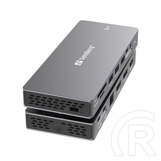 Sandberg USB-C dokkoló (13 az 1-ben, 2x HDMI 4K@60Hz, DP 4K@60Hz, 3x USB3.0, USB-C PD100W, RJ45 1Gb, SD/microSD)