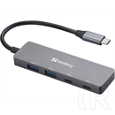 Sandberg USB-C hub (2x USB-A 3.0, 2x USB-C, 5Gbps, alumínium, ASW3410)