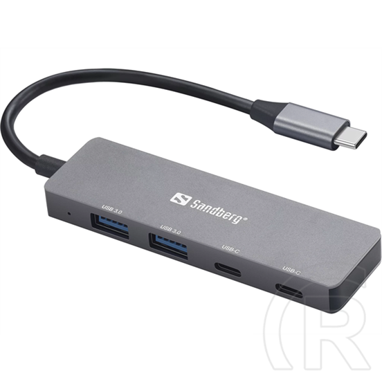 Sandberg USB-C hub (2x USB-A 3.0, 2x USB-C, 5Gbps, alumínium, ASW3410)