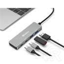 Sandberg USB-C hub (2x USB-A 3.0, 2x USB-C, 5Gbps, alumínium, ASW3410)