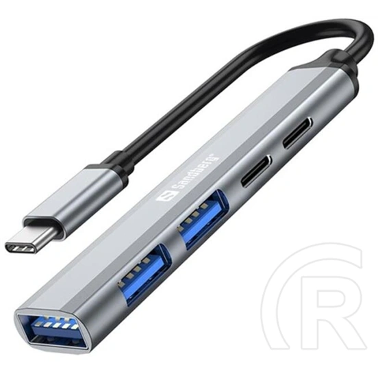 Sandberg USB-C hub (USB-C bemenet, 1x USB-A 3.0, 2x USB 2.0, 1x USB-C adatport, 1x USB-C PD 65W, SuperSpeed 5 Gbit/s)