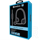 Sandberg USB headset sztereo (vezetékes, mikrofon, USB A csatlakozó, fekete)