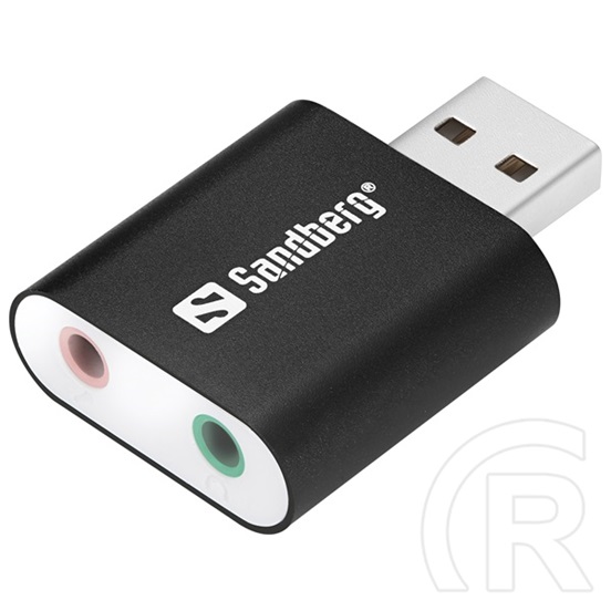 Sandberg USB to Sound Link hangkártya (stereo, 1 x 3,5 mm jack hangszóró és mikrofon, 44,1-48 kHz, SNR 22 dB)