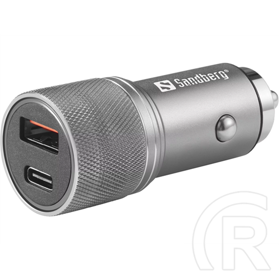 Sandberg autós töltő 48W (USB-C PD 30W, USB-A QC3.0 18W, 12-24V bemenet, alumínium ház)
