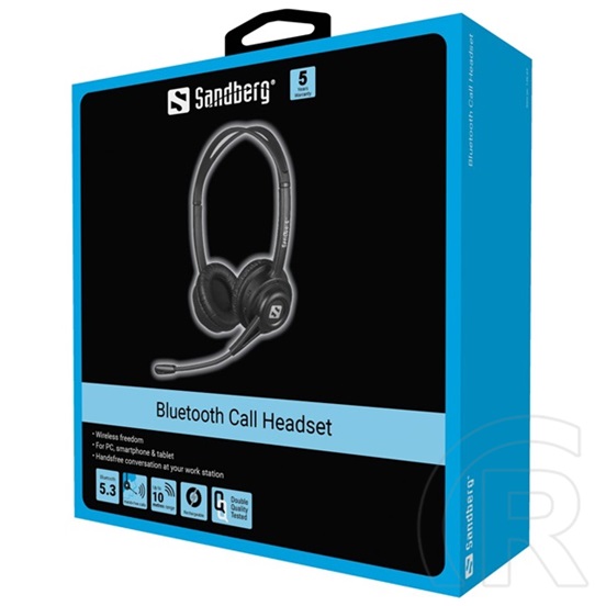 Sandberg bluetooth fejhallgató (v5.3, mikrofon, 24 óra üzemidő, 400 mAh, hatótáv 10 m)