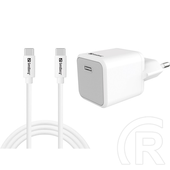 Sandberg hálózati töltő USB-C 20W (USB-C PD 5V/3A, 9V/2.22A, 12V/1.67A, kábel USB-C-USB-C 1m)