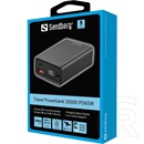 Sandberg hordozható akkumulátor Travel powerbank 20 000 mAh (65W PD, 22,5W USB-A, 77 Wh, Li-ion)