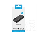 Sandberg powerbank USB-C PD (20000 mAh, 20W USB-C kimenet, 2×USB-A, alumínium, töltéskijelző, átmenő töltés)