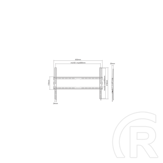 Sbox PLB-2264F-2 fix fali konzol (37"-80", VESA 200x200-600x400, 45 kg, fekete)