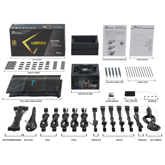 Seasonic Vertex GX tápegység (850 W, 80+ Gold, ATX)