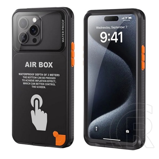 Shellbox Apple iPhone 16 Pro Max airbox 6.7 vízhatlan/vízálló tok, aqua (ip68, erős ütésállóság, 6.7" méret) fekete