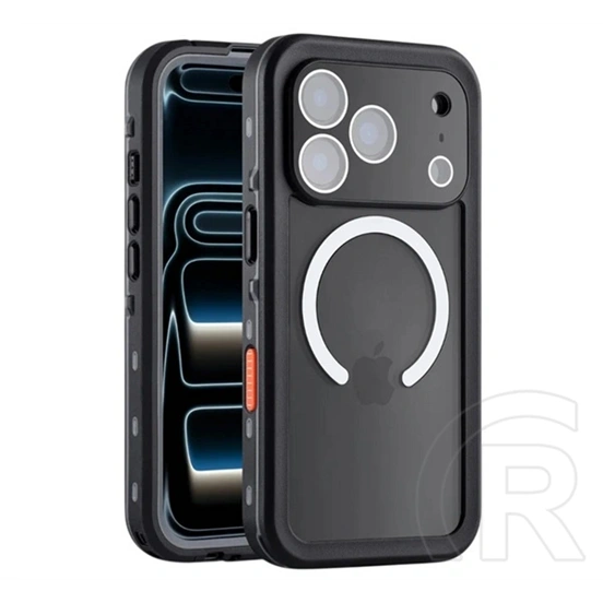 Shellbox iPhone 18 Pro Max  műanyag telefonvédő (360°-os védelem, erős ütésálló, műanyag előlap, ip68, magsafe) fekete