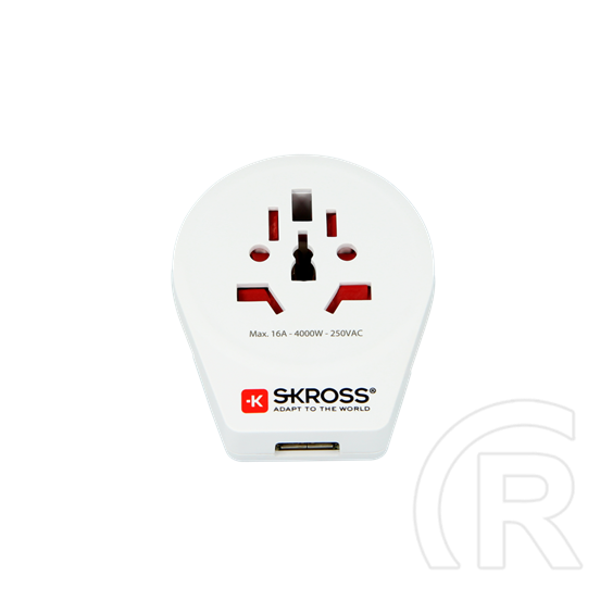 Skross Country World to Europe USB földelt adapter