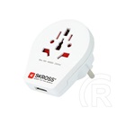 Skross hálózati csatlakozó adapter usb aljzat (240v / 16000ma, us, uk, it, aus - eu2 pin, földelt, utazótöltő) fehér