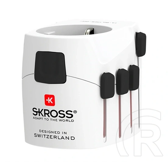 Skross pro utazó adapter (250v/6.3a, it, us, uk, ch aus/ch, br, jp - eu2 pin, földelt) fehér