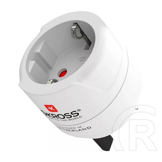 Skross utazó adapter (250v/7a, eu2 pin - uk, földelt) fehér