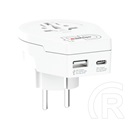 Skross utazó töltő usb+type-c aljzat (250v/2.4a, 20w, eu2 pin - aus/ch, uk, usa/jpn, che, it, bra, földelt) fehér